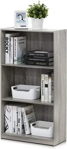 Miniatura 12 de Furinno Basic - Estantería de almacenamiento para librerías de 3 niveles, nogal oscuro