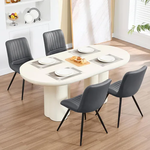 Miniatura 47 de Sillas de comedor, modernas sillas de comedor con cojines gruesos, sillas tapizadas de piel sintética para cocina, comedor con patas de metal
