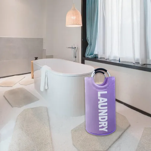 Miniatura 7 de Mziart Cesta de lavandería plegable grande de 90 litros con asas acolchadas, cesta de tela Oxford resistente, bolsa de lavandería alta, organizador
