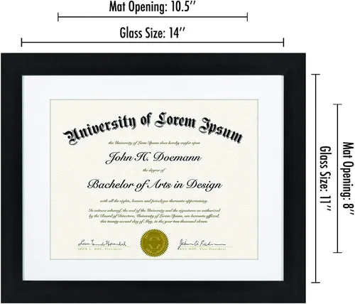 Miniatura 2 de Americanflat Marco de diploma de 11 x 14 pulgadas con vidrio inastillable, juego de 2 unidades, para uso como marco de 8.5 x 11 pulgadas