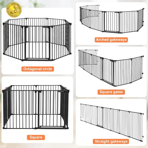 Miniatura 2 de COMOMY Puerta de bebé extra ancha de 198 pulgadas, puerta para perros, puerta para mascotas para escaleras de casa, puertas, chimenea, puerta