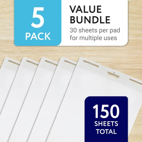 Miniatura 4 de IMPRESA Teacher Supplies - Almohadillas adhesivas para caballete, 25 x 30 pulgadas, color blanco, portátil, paquete de 5 (150 hojas), adhesivo