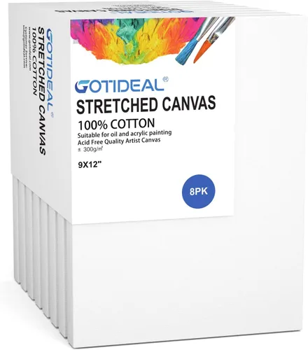 Miniatura 21 de GOTIDEAL Lienzo estirado, 11 x 14 pulgadas, juego de 7 unidades, blanco imprimado, 100% algodón, para pintar, verter acrílico, pintura al óleo