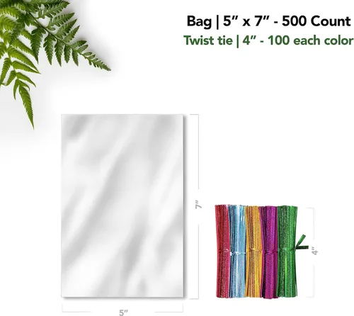 Miniatura 3 de Seal Fresh Bolsas de celofán con lazos holográficos láser de 4 pulgadas (5 colores) – 5 x 7 pulgadas (500 unidades) – Bolsas de celofán