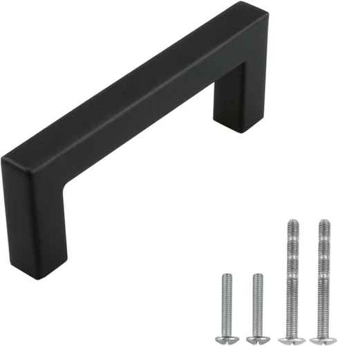 Miniatura 15 de Modket Paquete de 1 manija cuadrada europea para gabinete de acero inoxidable 304 de 2 pulgadas, pomo negro mate