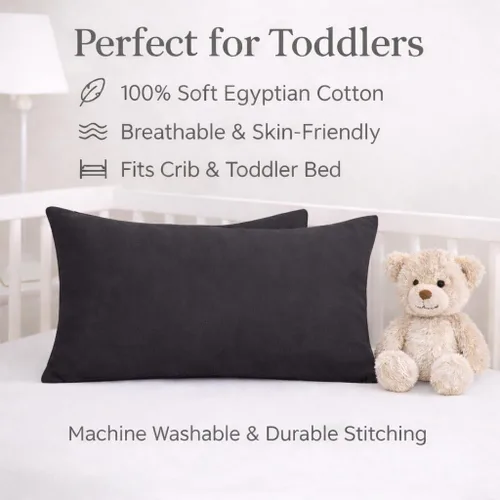 Miniatura 6 de COTTON STICH™ Juego de 2 fundas de almohada para niños pequeños de 14 x 20 pulgadas, 100% algodón de 600 hilos, fundas de almohada suaves y Gris
