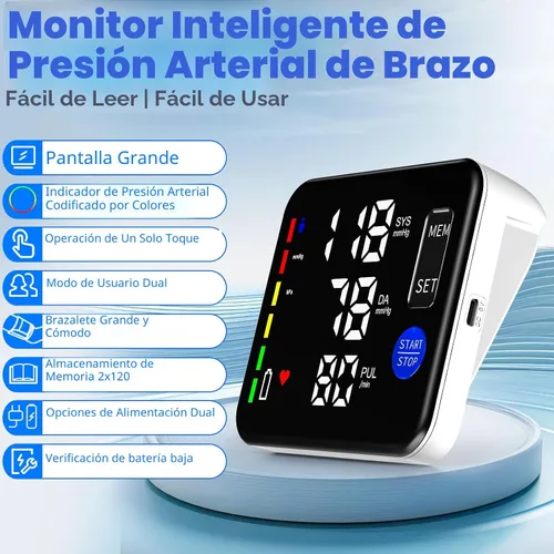 Miniatura 9 de GUAEVER Monitor de Presión Arterial Recargable Monitores de Presión Arterial para Brazo Superior para Uso Doméstico Pantalla Grande Máquina Bp