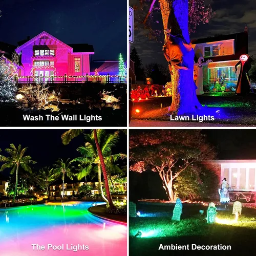 Miniatura 6 de Paquete de 2 bombillas de inundación PAR38 para exteriores de 30 W, LED que cambia de color a prueba de agua, equivalente a 100 W, temporizador