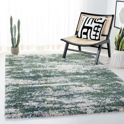 Miniatura 18 de SAFAVIEH Berber Shag Collection - Alfombra de pasillo, 2 x 12 pies, verde y beige, no desprende pelusa y fácil de limpiar, ideal para pasillo