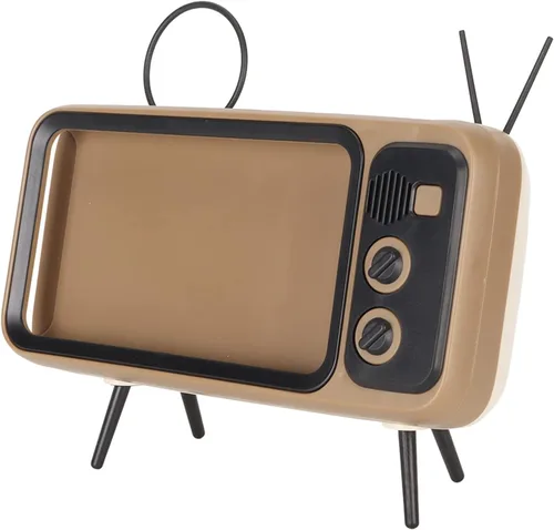 ZJchao Soporte de teléfono retro para TV, estilo TV, soporte de teléfono retro para arañazos, decorativo, soporte para teléfono móvil de escritorio,