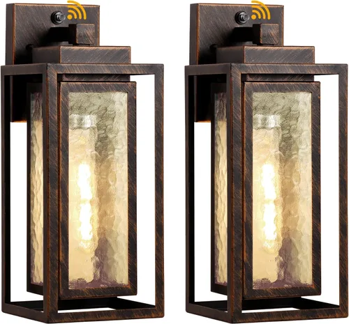 Miniatura 9 de WIHTU Lámpara de pared exterior con sensor de movimiento, lámpara de pared para exteriores con ondas de agua, paquete de 2 luces de pared