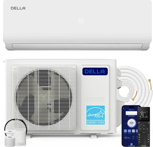 DELLA Vario Series Mini Split Aire acondicionado funciona con Alexa, 9000 BTU, enfría hasta 400 pies cuadrados, 19 SEER2, sistema inversor sin