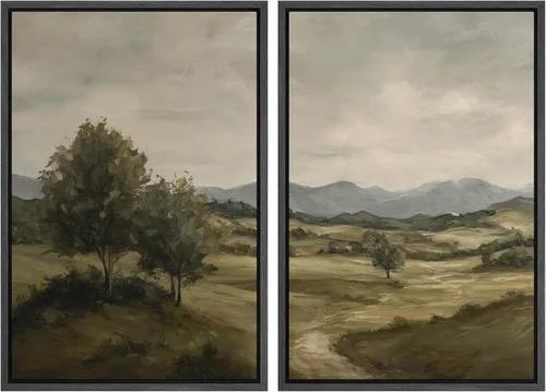 Miniatura 43 de SIGNWIN Lienzo enmarcado para pared, juego de arte sereno de paisaje de pantanos, ilustración rústica, arte moderno, minimalismo, decorativo