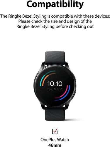 Miniatura 2 de Ringke Estilo De Bisel Compatible Con OnePlus Watch Adhesivo Marco Anillo Cubierta Anti Scratch [Acero Inoxidable] Protección Para OnePlus Watch