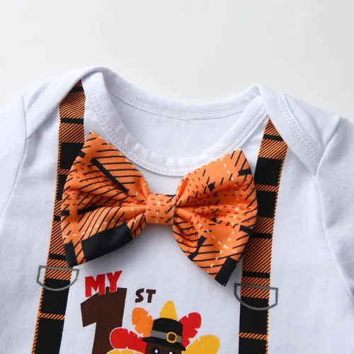 Miniatura 2 de KuKitty Conjunto de 3 piezas de ropa para bebé recién nacido, mameluco de manga larga + pantalones + sombrero