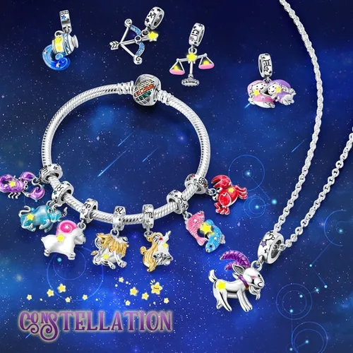 Miniatura 6 de Pandach 12 Zodiac Sign Birthday Charms 925 Sterling Silver Birthstone Charms Fits Women's Charm Bracelet Necklace Bangle Gifts for Girls Friends