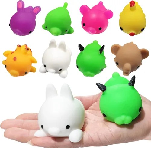 Giant Mochi Squishy Paquete de 8 adorables animales suaves y esponjosos, juguete para aliviar el estrés, recuerdo de fiesta para niños