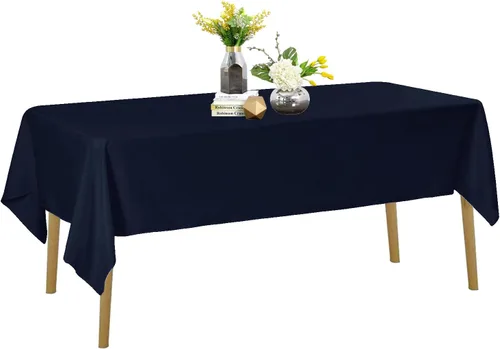 Miniatura 44 de Mantel de poliéster lavable de 90 pulgadas, resistente a las manchas y a las arrugas, mantel decorativo para mesa de comedor, fiestas de bufé y Negro