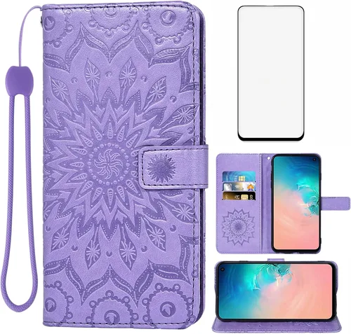 Miniatura 10 de Funda de teléfono para Samsung Galaxy S10e Cartera con protector de pantalla de vidrio templado, funda magnética de cuero, soporte para tarjetas