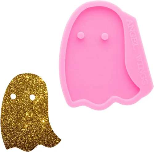 Miniatura 5 de Moldes de resina súper brillantes estilo fantasma de Halloween, molde de silicona epoxi para llavero con agujero, moldes de silicona para hacer