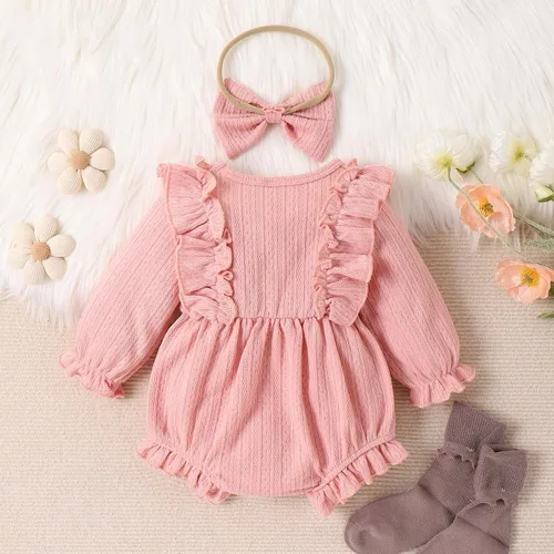 Miniatura 7 de Yccutest Mameluco de manga larga para bebé recién nacido, con volantes, para otoño e invierno