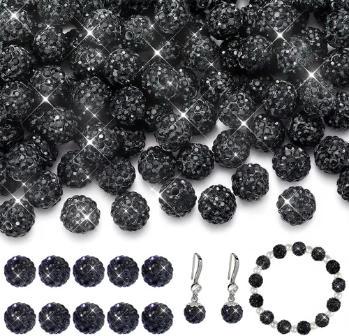 Miniatura 16 de Hicarer 120 cuentas de diamantes de imitación para pulseras, fabricación de bolígrafos de 0.394 pulgadas (0.394 in) de cristal brillante, arcilla