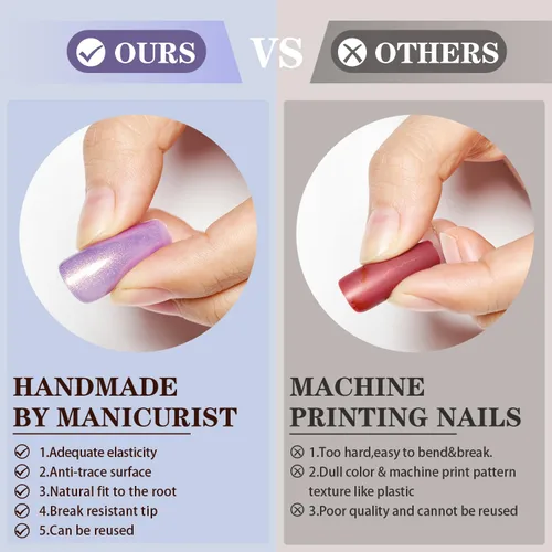 Miniatura 5 de Uñas postizas a presión de color almendra mediana, color dorado champán, brillante, kit de puntas de uñas postizas con mini lima de uñas, ajuste