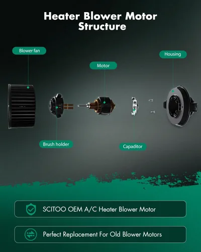Miniatura 4 de SCITOO Motor soplador de calentador HVAC con jaula de ventilador frontal 700089 para Cadillac 2002-2006, para Chevy 1999-2006, para GMC 1999-2006