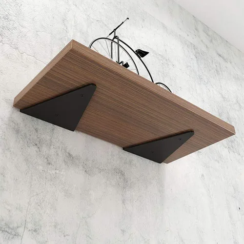 Miniatura 3 de Soportes flotantes de metal triangulares para estantes, montaje en pared, soporte oculto para estantes, para dormitorio, sala de estar, baño, Negro