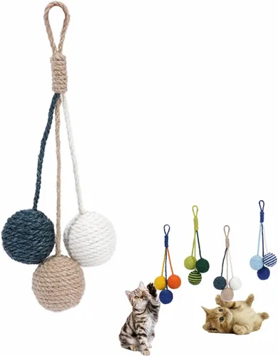 Miniatura 9 de Juguete para gatos, bola de sisal, juguete colgante para gatos, hecho a mano, cuerda para gatos, masticable, respetuoso con el medio ambiente, Bule