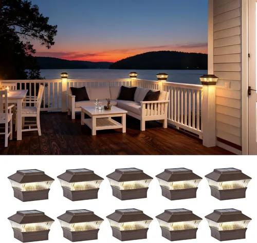 Miniatura 27 de Luces para postes de valla, 25 lúmenes, luz solar para postes de madera, se adapta a postes de madera de 4 x 4 o más grandes con base de 4 x 6, luz