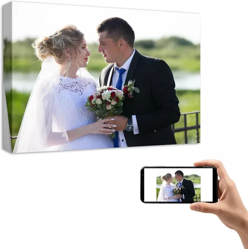 Miniatura 13 de YYYYHPP Impresiones en lienzo con tus fotos, arte de pared personalizado de foto a lienzo, impresión en lienzo para boda, familia, bebé, mascotas