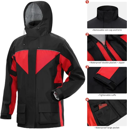 Miniatura 6 de iCreek Traje de lluvia para motocicleta para hombres y mujeres impermeable anti-tormenta impermeable equipo de lluvia de alta visibilidad