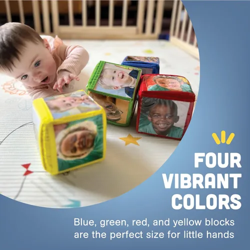 Miniatura 8 de Constructive Playthings - Juguetes apilables personalizables con bolsillos transparentes para niños de 12 meses+, bloques de construcción de espuma
