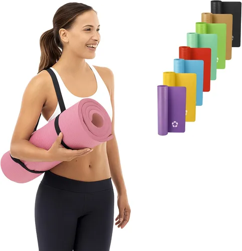 Miniatura 10 de Vandue Extra Thick 0.4" Tech Foam Exercise Yoga Mat w/Carry Strap - Non-slip, Moisture-Resistant Cushion for Pilates - Support for Stretching &