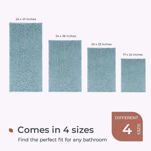 Miniatura 6 de FRESHMINT - Alfombras de baño de chenilla, 32"x20", alfombra antideslizante para el piso del baño y la bañera, alfombra de ducha suave y lavable