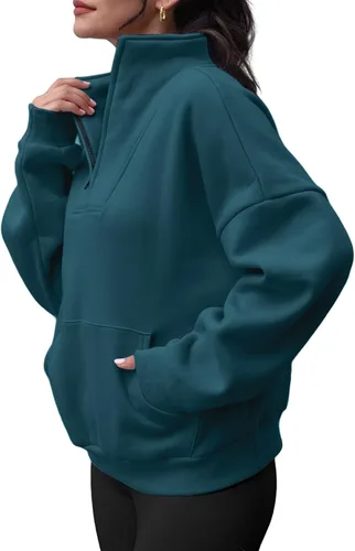 Miniatura 4 de Trendy Queen Sudaderas con media cremallera, sudaderas con capucha de gran tamaño, suéteres de otoño 2023 Y2K ropa de invierno