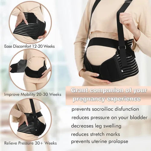 Miniatura 11 de Bandas para el vientre para mujeres embarazadas – Cinturón de maternidad Soporte de embarazo – Carpeta abdominal transpirable, soporte de espalda