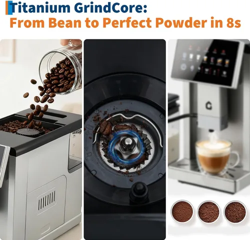 Miniatura 5 de Cafetera espresso de 3ª generación con espumador de leche, cafetera y molinillo extraíbles, grosor y sabor ajustables, control de volumen de café