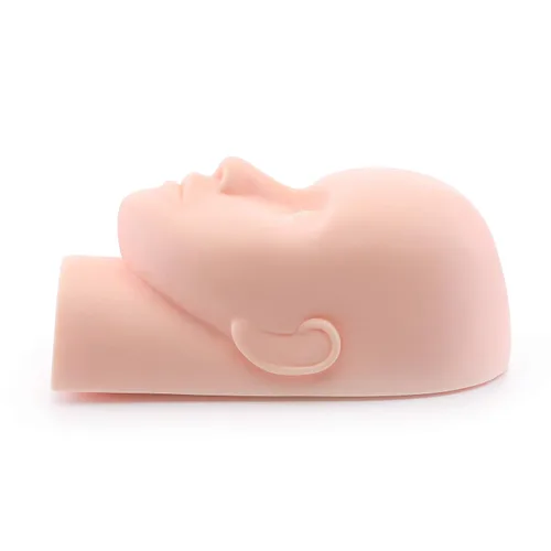 Miniatura 5 de Foraineam Paquete de 2 cabezales de entrenamiento de práctica de goma, maniquí de cosmetología, cabeza de cara para pestañas, maquillaje y masaje
