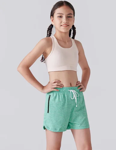 Miniatura 5 de Paquete de 4 pantalones cortos deportivos para niñas de 3 pulgadas, pantalones cortos de fútbol para niñas, ropa deportiva con bolsillos