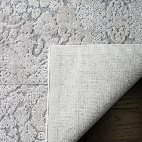 Miniatura 5 de SAFAVIEH Alfombra 8x10 - Colección Reflection - Grande - Gris Claro y Crema, Sin Desprendimiento y Fácil Limpieza, Ideal para Sala de Estar, Gris