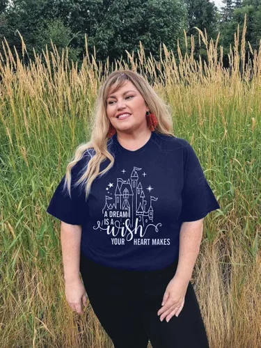 Miniatura 4 de A Dream is a Wish Your Heart Makes Camisa de talla grande para mujer, divertida camiseta con estampado de letras de castillo, regalo inspirador