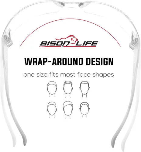 Miniatura 9 de BISON LIFE - Lentes de seguridad con protección envolvente resistente a arañazos, lente de policarbonato resistente a impactos ANSI Z87.1