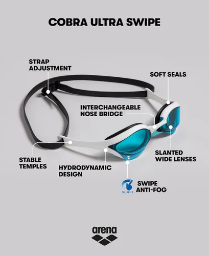 Miniatura 2 de ARENA Unisex Cobra Ultra Swipe Racing Swim Goggles Anti-fog Technology Polycarbonate Hard Lens