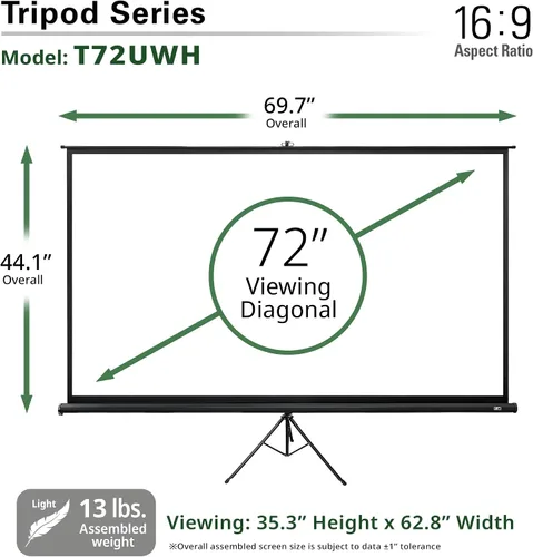 Miniatura 5 de Elite Screens Tripod Series - Pantalla de proyección ajustable, relación de aspecto múltiple, portátil, para uso en interiores y exteriores, serie