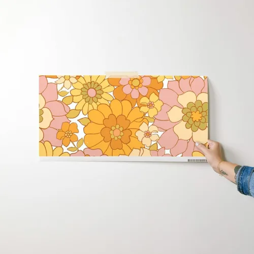 Miniatura 7 de Spoonflower Papel tapiz autoadhesivo para despegar y pegar, papel tapiz extraíble personalizado retro floral blanco vintage de los años 70