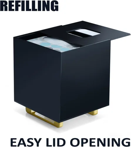 Miniatura 3 de YoBa Caja de pañuelos de acrílico negro grueso, dispensador cuadrado de caja de pañuelos con patas de aluminio chapado en oro para baño, cocina