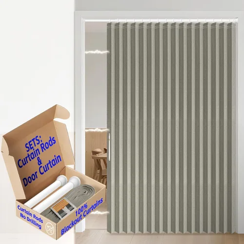 Miniatura 24 de AJAZZ Cortina de puerta magnética 100% opaca de acordeón para armario, cortina invisible para puerta interior de dormitorio, sala de estar, pasillo