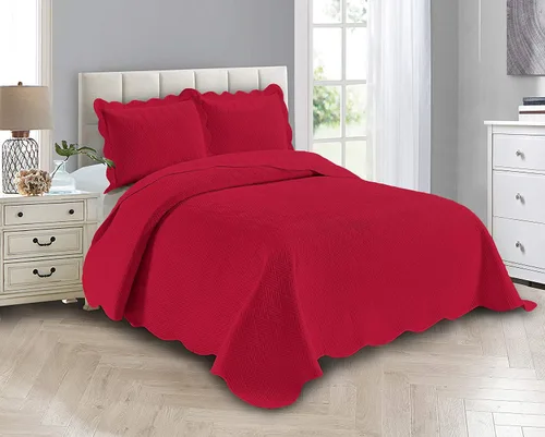 Miniatura 11 de Linen Plus Juego de Colcha y Cobertor de Lujo de Gran Tamaño con Relieve Color Verde Cazador Sólido Full/Queen Nuevo # Ashley